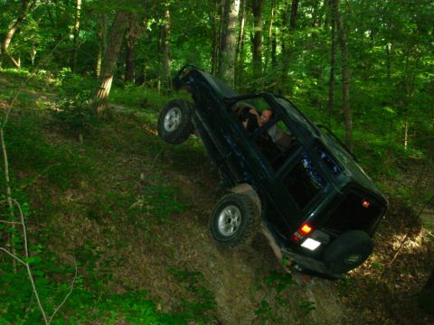 1983 Ford Bronco - This was the 2nd attempt to go R of the tree, with the tire almost 2 feet up.