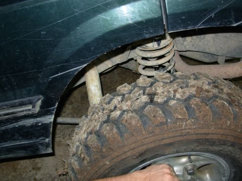 1983 Ford Bronco - But after several tries without success, and a LOUD snap, he backed out and we found the coil out of place, and the shock's lower stud ripp…