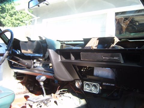 1973 Ford Ranchero - Interior view of a 1973 Ford Ranchero, focusing on the dashboard and center console area.