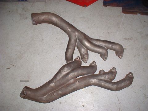 1964 Ford Galaxie - These are the C3AE 427 factory exhaust headers that were sent to me, I have glass-beaded them. flat cut the flanges & installed new studs.