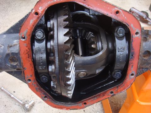 1992 Ford Bronco - Close-up view of an open differential housing, revealing the internal gears and components.