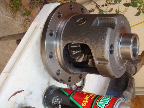 1992 Ford Bronco - Close-up of a differential carrier, showing internal gears and a mounting flange.