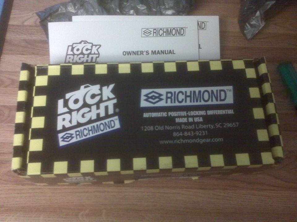 Richmond Lock Right automatic positive-locking differential box with owner's manual on top
