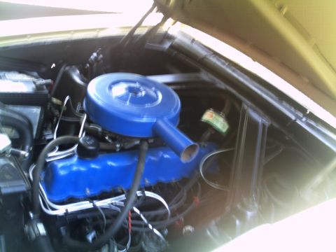 1972 Ford Ranchero - Close-up view of the engine compartment, showing the air filter housing and valve covers.