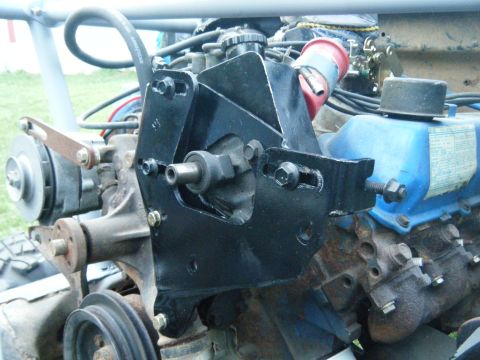 1978 Ford Bronco - Aftermarket bracket installed on engine. Appears to be for power steering or similar accessory.