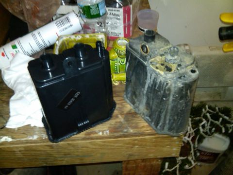 1995 Ford Bronco - Comparison of a new Ford fuel pump module with a heavily corroded old unit.