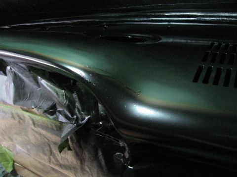 1966 Ford F-100 - The dashboard is covered in plastic sheeting and appears to be undergoing a paint job.