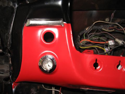 1966 Ford F-100 - Dashboard interior of a 1966 Ford F-100, the ignition switch and wiring.