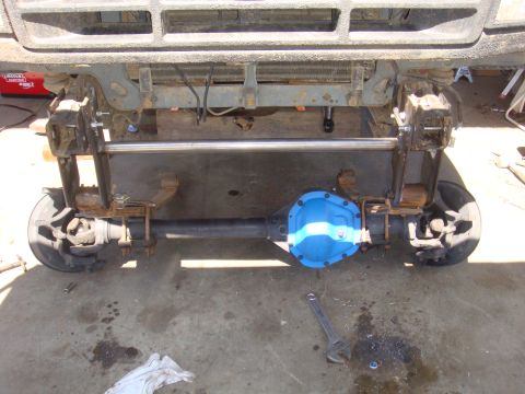 1992 Ford Bronco - Front axle assembly being worked on, likely for a Ford Bronco build.