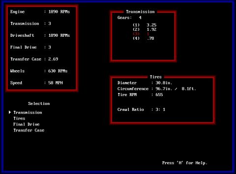 1981 Ford Bronco - A program I made that allows me to look at the affects transmission ratios, final drives, low range, tire size, etc. have on engine RPMs an…
