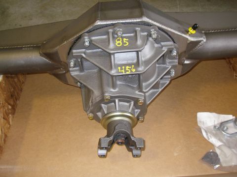 1990 Ford Bronco - Close-up view of a Ford 9-inch rear axle assembly, showing the differential housing and driveshaft yoke.