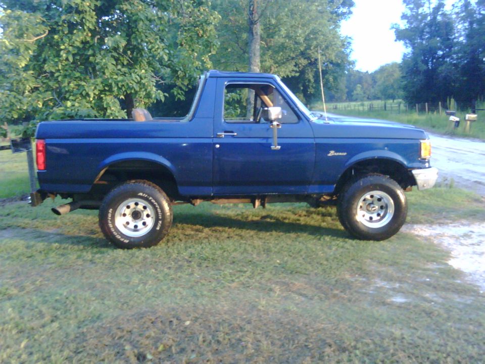 Blue 1991 Ford Bronco side view