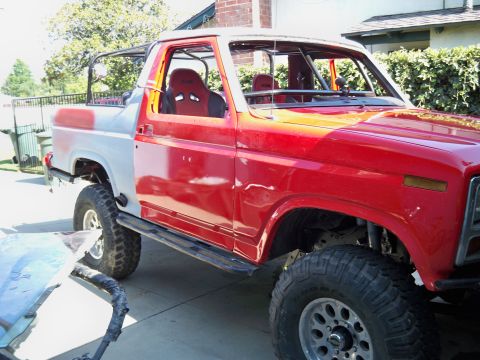 1985 Ford Bronco - Ford Bronco undergoing restoration with custom interior and exterior modifications.