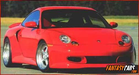 1998 Ford Crown Victoria - A bright red Porsche 911 is shown from the front-right angle, custom wheels and a spoiler.
