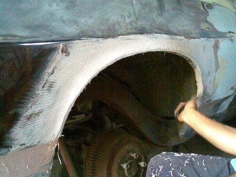 1972 Ford Ranchero - preliminary filler over flex strip