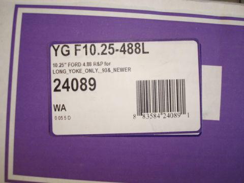 1995 Ford Bronco - Part label shows "10.25" FORD 4.88 R&P for LONG_YOKE_ONLY_93&_NEVER" and part number 24089.