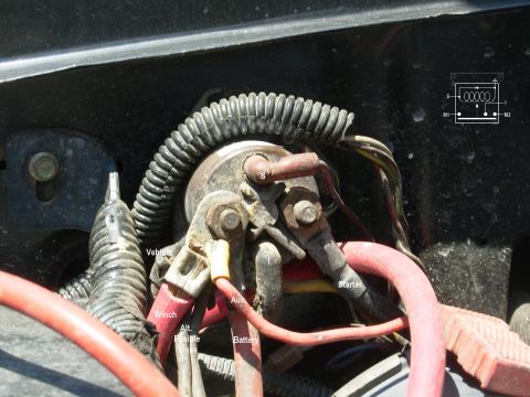 1983 Ford Bronco - My starter relay (E9TZ-11450-B). Functionally identical to the older style whose main lugs point to opposite sides, but a vastly superior d…