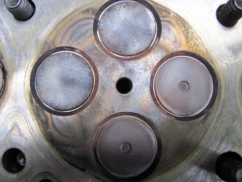 2005 Dodge 3500 - Close-up of an engine cylinder head with valves in place.