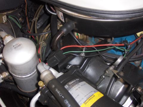1979 Chevrolet Camaro - Close-up view of engine bay components, including a Delco AC compressor and receiver-drier.