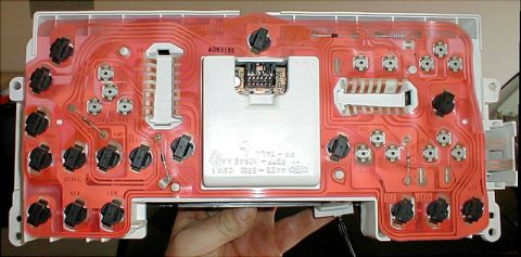 1983 Ford Bronco - Instrument cluster ('94-96) film circuit with tachometer IF THE IMAGE IS TOO SMALL, click it. The recessed black connector in the middle is…