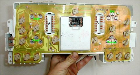 1983 Ford Bronco - Instrument cluster ('92-96) film circuit without tachometer IF THE IMAGE IS TOO SMALL, click it. The recessed black connector in the middle…
