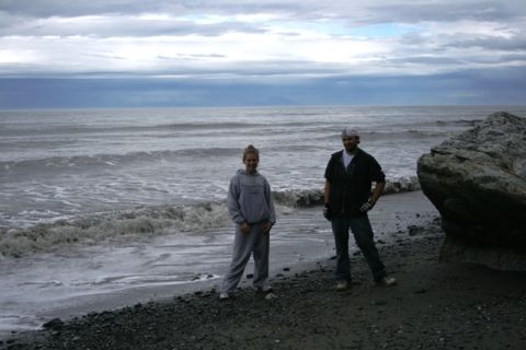 1990 Chevrolet Suburban - A cloudy day at Captain Cook State Park with two individuals enjoying the ocean view.