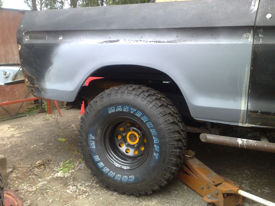 and after with new wheels tyres and drums! By the way the jack is'nt supporting the truck at all