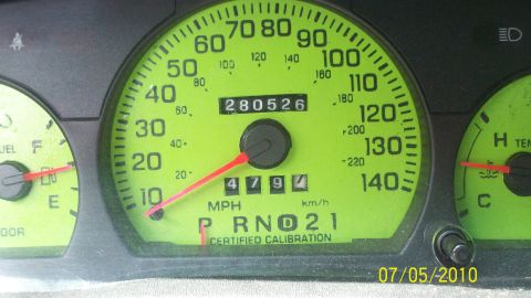 2004 Ford Crown Victoria - Dashboard gauges of a 2004 Ford Crown Victoria show an odometer reading of 280,526 miles.