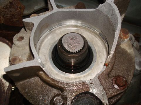 1996 Ford Bronco - Transfer case input shaft seal showing wear on the splines.