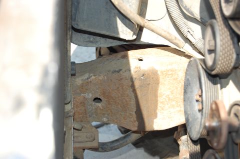 1994 Ford Bronco - First mounting hole started.