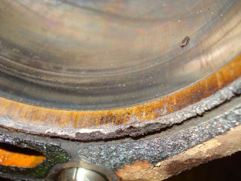 1993 Ford Bronco - Engine cylinder wall shows significant wear and damage, indicating a need for rebuild.