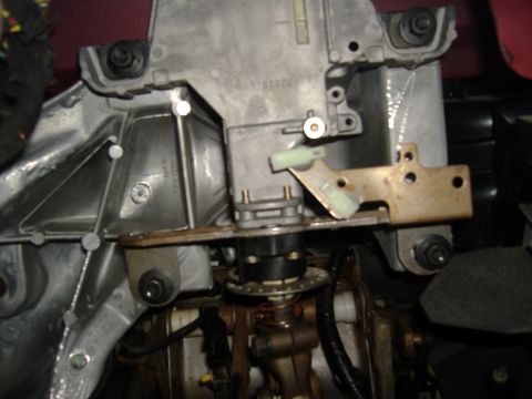 1995 Ford F-150 - Close-up view of the internal components of a vehicle's steering column.