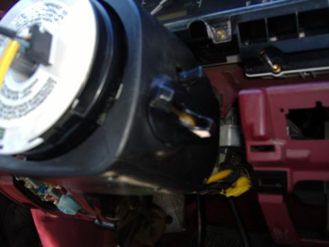 1995 Ford F-150 - Interior view of a steering column, showing internal components and wiring.