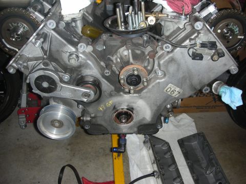 1992 Ford Crown Victoria - Close-up of a Ford V8 engine, showing internal components and a '97 GT' designation.