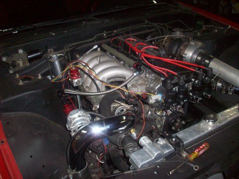 1992 Nissan 240SX - Custom turbocharged engine bay with aftermarket parts installed.