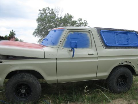 1978 Ford Bronco - This 1978 Ford Bronco is taped off and ready for a new paint job.