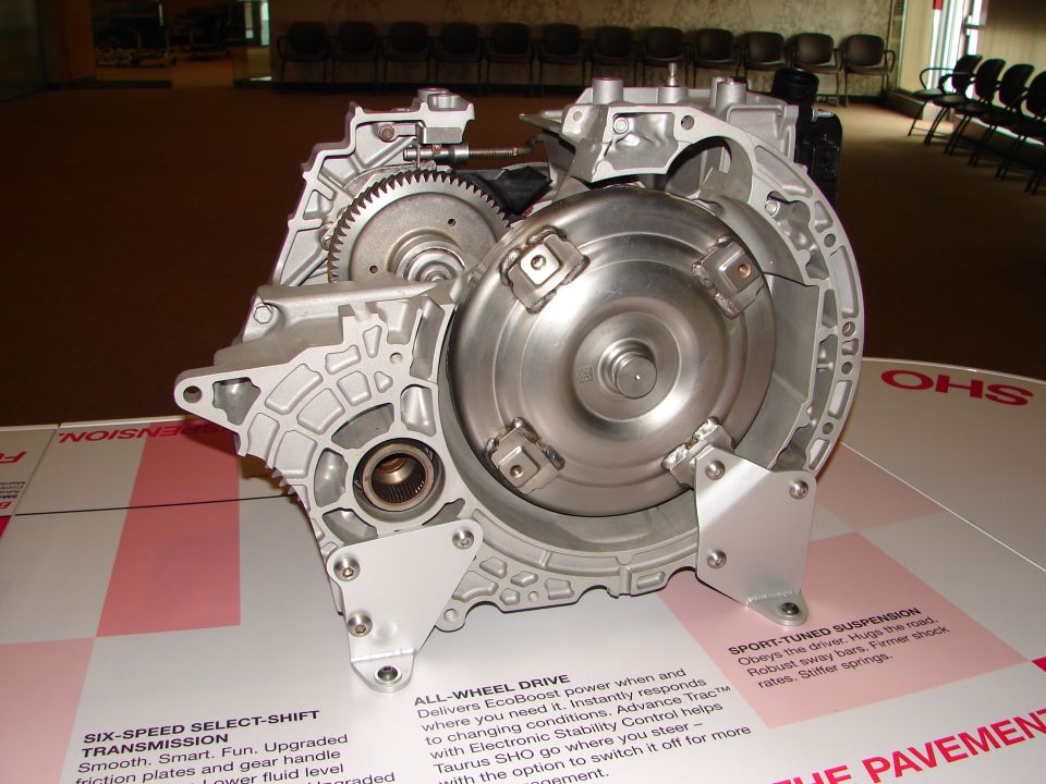 Cutaway transmission with visible gears and torque converter