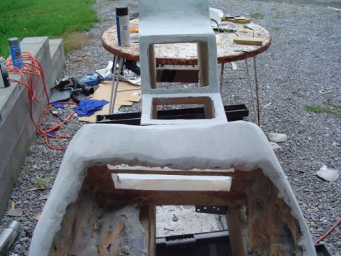 1999 Ford Taurus - This appears to be a custom car body modification project in progress, with a focus on the front end.