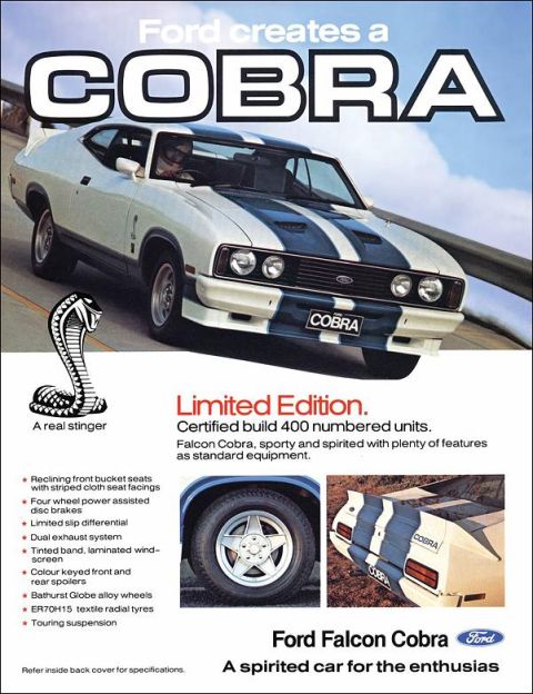 1991 Ford Bronco - Ford Falcon Cobra advertisement detailing its limited edition status and features.