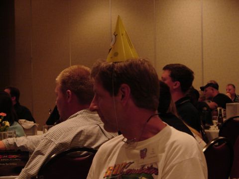 1992 Ford Taurus - Attendees at a convention, one man sports a Spongebob-themed party hat.