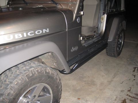 2005 Jeep Wrangler - This Jeep Wrangler Rubicon is equipped with aftermarket rock sliders for off-road protection.