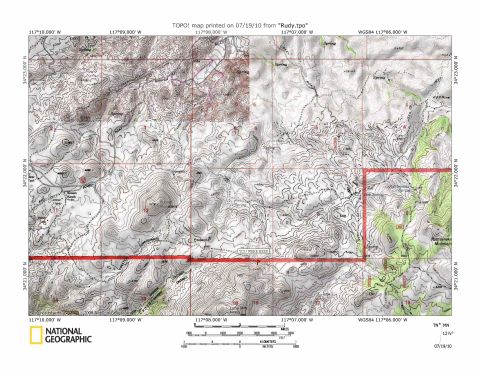 1996 Ford Bronco - A topographic map shows terrain features with grid lines and contour lines, printed by National Geographic.
