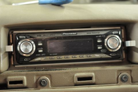 1996 Ford Bronco - A close-up view of a Pioneer car stereo unit mounted in the dashboard of a vehicle.