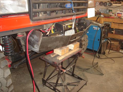 1989 Ford Bronco - Custom bumper with winch installed on a 1989 Ford Bronco, showing the front end and grille.