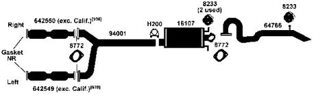 2000 Mercury Grand Marquis - This diagram illustrates an exhaust system, not a vehicle from the year 2000.