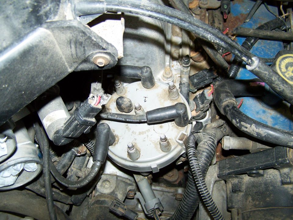 Engine distributor cap and wires