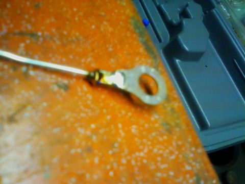 1990 Ford Bronco - A wire terminal crimped and soldered onto a paperclip.