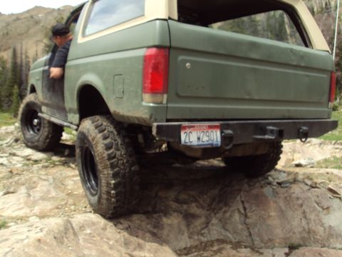 1989 Ford Bronco - This 1989 Ford Bronco navigates rocky terrain, its off-road capabilities.