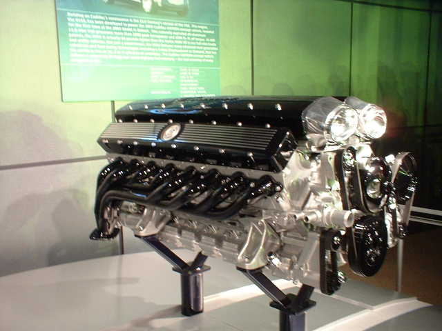 V12 engine with chrome accents and black valve covers