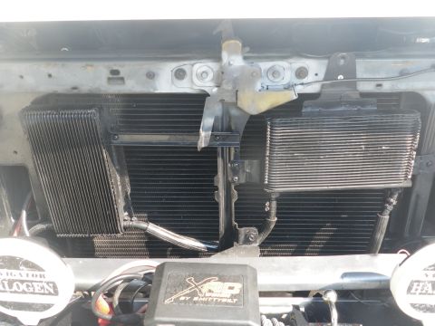 1991 Ford Bronco - Engine bay view shows dual oil coolers and a box labeled "XRP BY SHIFT-IT".